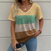 Summer Women's T-Shirt Striped Printing Outdoor Retro Fashion Casual Oversized V-Neck Y2k Short-Sleeved Women's Clothing