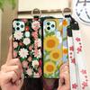 Anti-knock Flower Phone Case For Oukitel C22 Ring Back Cover Dirt-resistant Fashion Design Silicone Wrist Strap Lanyard