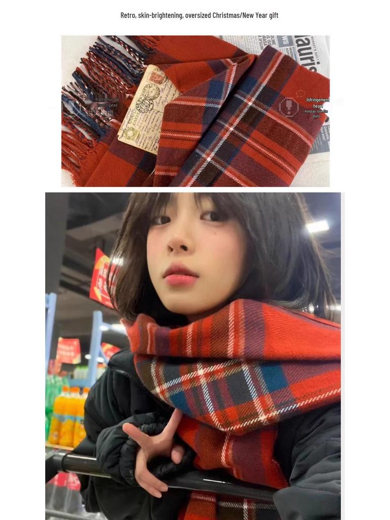 Korean Style Atmosphere Scarf - 2025 High-End Women's Autumn/Winter Warm and Windproof Neck Warmer