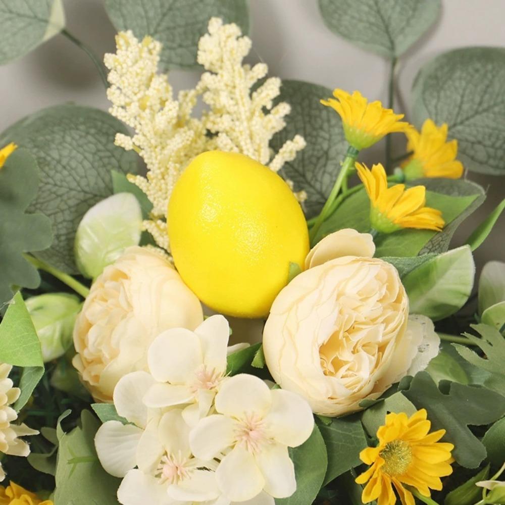 Весна Лето Цветочная гирлянда Искусственные цветы Гирлянда с лимоном для входной двери Желтый пион Зеленые листья для свадебной арки Стена передняя дверь Домашний декор