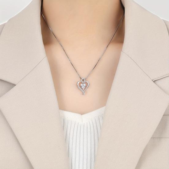 Heart Necklace for Women Love Heart Pendant with Faux Crystal Birthstone Necklace for Mother's Day Anniversary Birthday