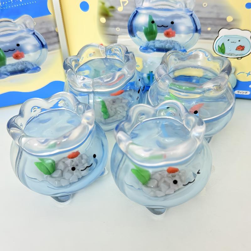 1 шт. Настольное украшение Мини-аквариум с золотой рыбкой Jun Expression Blind Box Kawaii Мини-фигурка Сюрприз Подарки