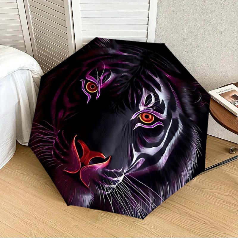 1pc Tiger Face Automatic Open/Close Umbrella, Folding Compact Umbrella with Lightweight Design for Women/Men yy251011059