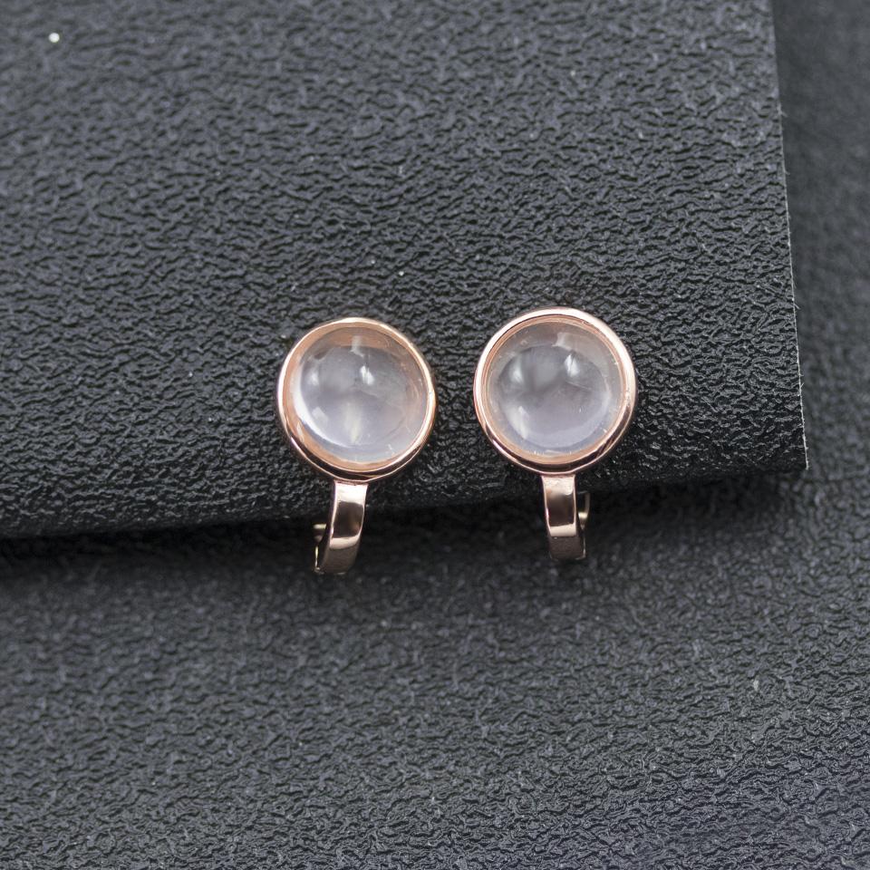 Серьги из натурального розового кварца, серебро 925 пробы, 8,0 мм, розовый драгоценный камень, изысканные украшения для женщин, серьги-гвоздики с застежкой для девочек