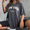 Blessyuki New York Letter Print T-shirts Female Summer Basic O-neck Tees Casual Retro Streetwear Ladies Harajuku Plus Size Tops