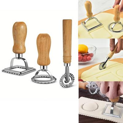 1 шт. резак для теста с деревянной ручкой для равиоли, макарон, пельменей, лазаньи, форма для резки и штампы для тиснения