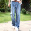Summer High Quality Jeans Men Thin Loose Wide Leg Pants Elastic Waist Casual Trousers Plus Size 28-40