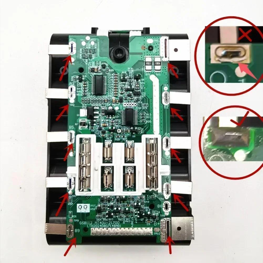 Комплект аккумуляторов 40 В с интеллектуальной платой PCB, 10 шт. ячеек 21700 для бесщеточных инструментов, совместим с BL4030 BL4025
