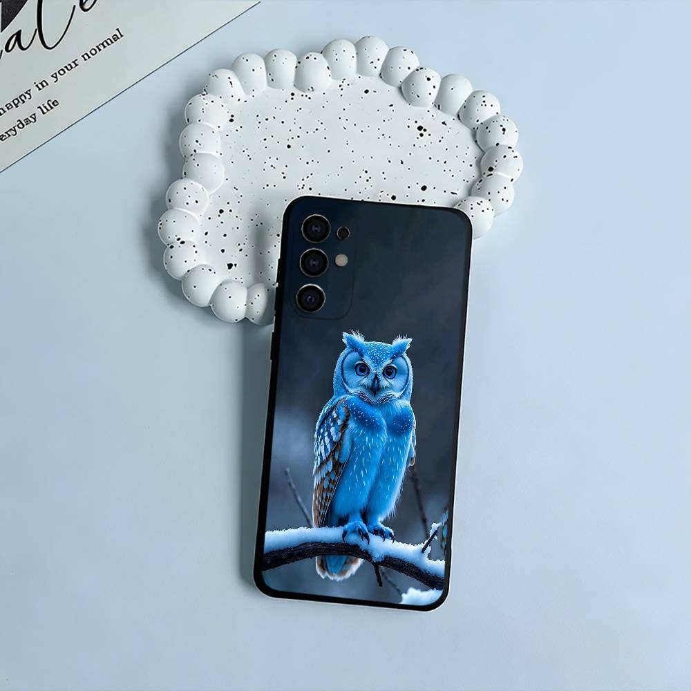 Cute owl pattern Soft Silicone Case for Samsung S25, S24, S21, S22, S23, S30, Ultra, S20, Plus, FE, Lite-Black