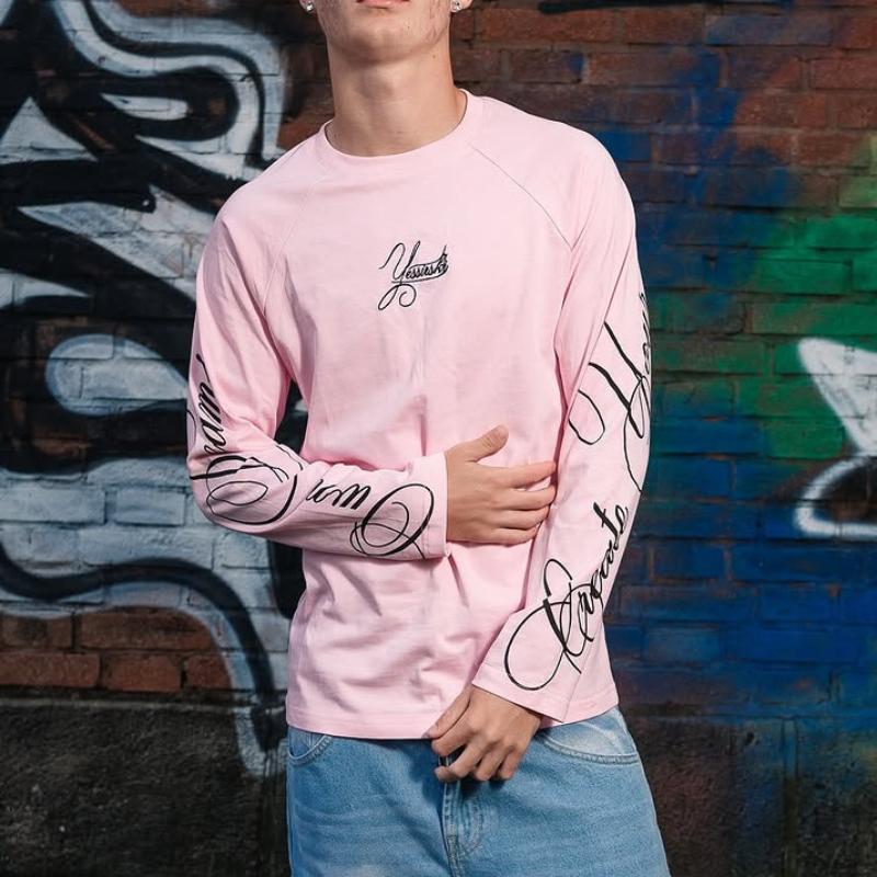 Европейский и американский мужской свободный повседневный топ с круглым вырезом, длинными рукавами и принтом букв, в стиле колор-блок