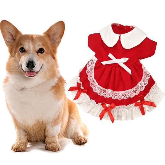 Кукольный воротник, цветочный кружевной бант, рюшами, подол, двуногий, весна-лето, маленькая собака, щенок