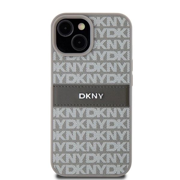 Etui Dkny Leather Mono Stripe & Metal Logo Na Iphone 15 / 14 / 13 - Beżowe