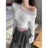 2024 Lace Splicing One-Shoulder Long-Sleeve Slim Fit Top