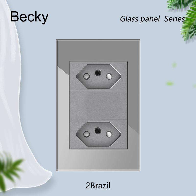 Glass Panel Brazil Registered Jack Dual Usb C- Type Light Switch Office Wall Power Socket 118 * 72mm Grey Fiberglass 20a 10a