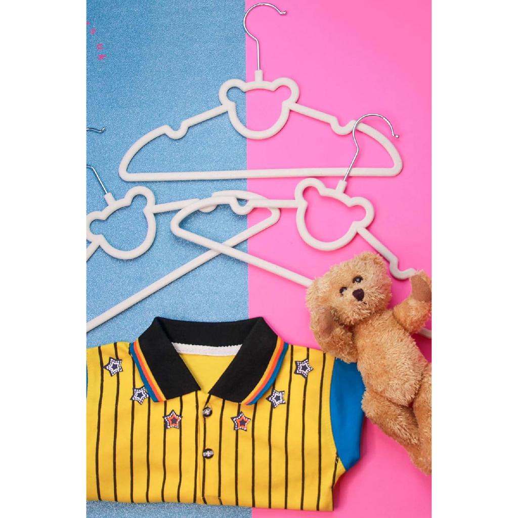 Teddy Bear Velvet Baby Kids Hanger Anti-slip Hanger Set Of 5 Rotating Hooks De231