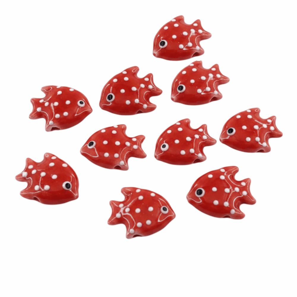 Colorful Fish Ceramic Beads Kawaii Loose Beads Fun Tropical Spacer Beads Bracelet
