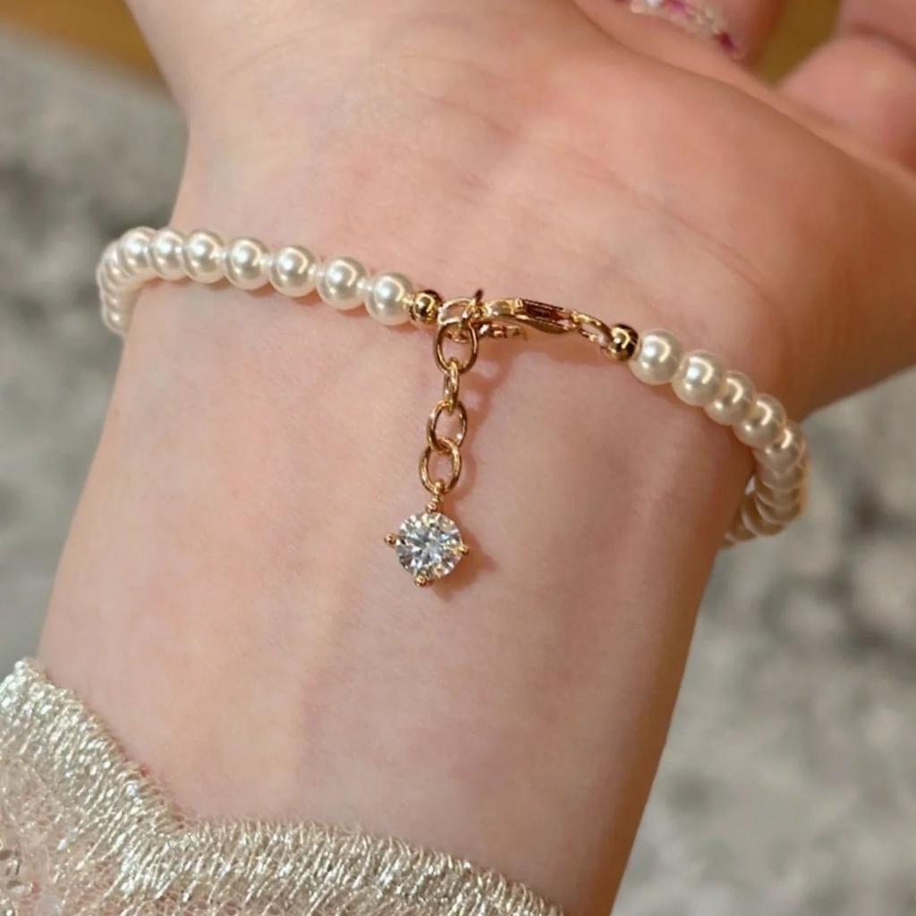 French Retro Exquisite High-End Cream White Pearl Bracelet Girls Light Luxury Niche Exquisite Temperament Simple Jewelry