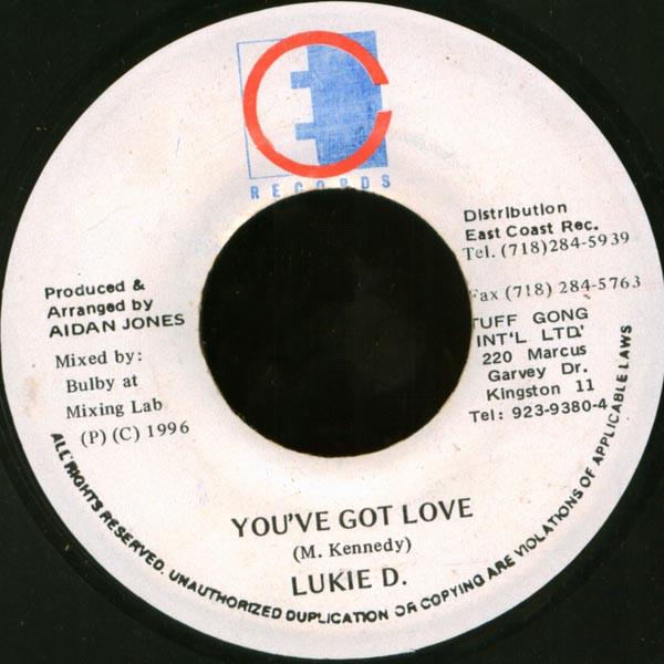 7-дюймовая пластинка LUKIE D - You've Got Love NONE East Coast Reco 1996 Ямайка Регги, Ска и Даб Б/У