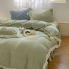 Ins Solid Milk Velvet Four Piece Lace Coral Velvet Quilt Cover Thickened Warm Bed Sheet Flannel Bedding