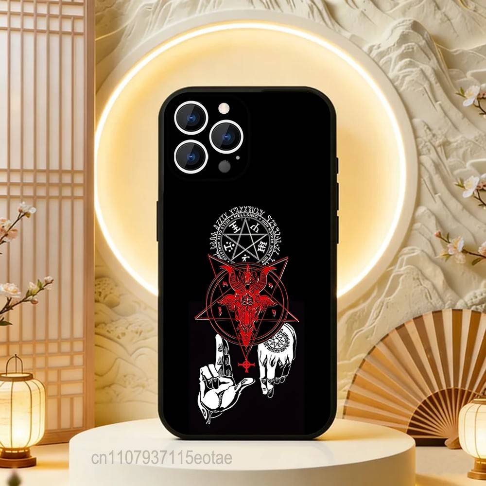 Пентаграмма 666 Демонический Сатанинский Чехол Для Телефона Для iPhone  17,16,15,14,13,12,11,Pro,Max,Plus,E,Air,Mini Черный Ударопрочный Funda Чехол