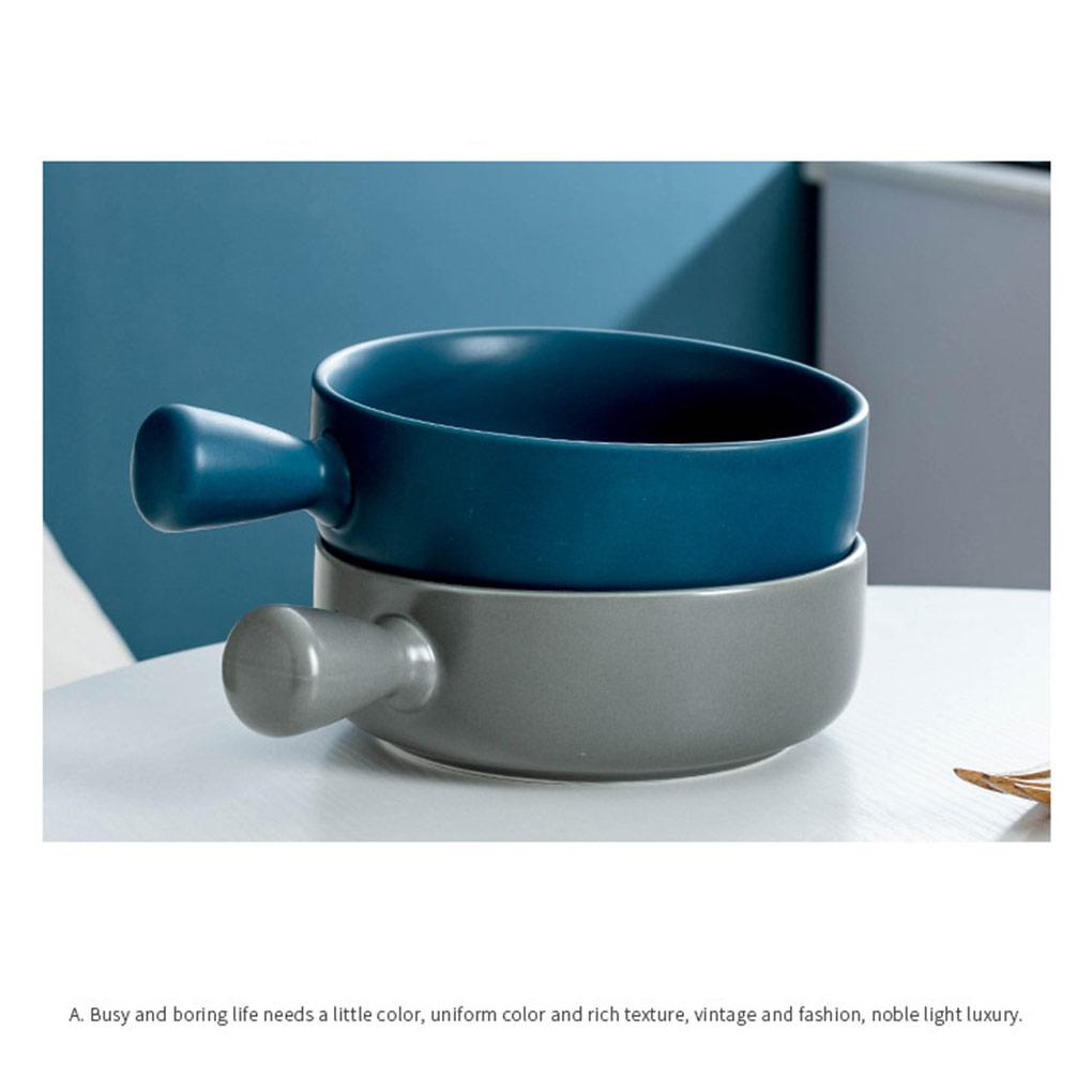 Керамическая салатница с ручкой, однотонная, очаровательная, моющаяся, милая, для дома, завтрака, ужина, супа, фруктов, столовая посуда