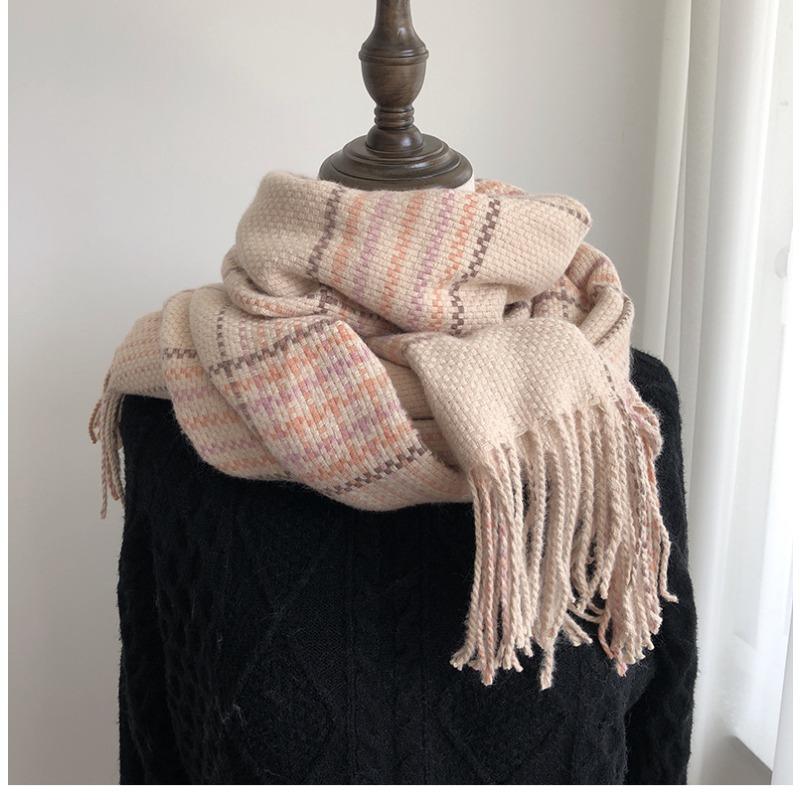 Imitation Cashmere Checkerboard Plaid Scarf for Men and Women European American Korean and Japanese Style Thickened Warm Tassel Shawl Scarf
