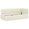 Corner Bed Frame with Headboard Cream 90 cm x 190 cm Velvet