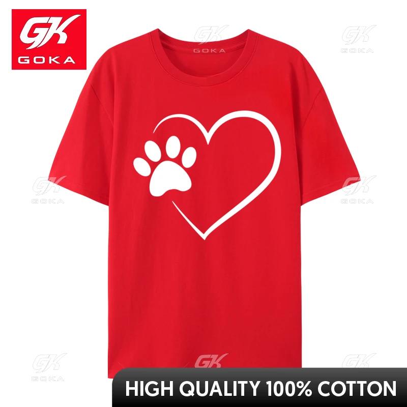Dog Paw Heart Dog Lover for Dog Moms TShirt Cotton Fun Tees Shirt Unisexs Short Sleeves 3d Printing Plus Size