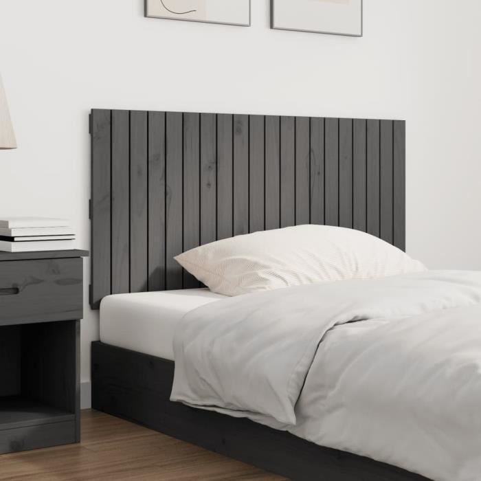 824840 vidaXL Wall-mounted Headboard Grey 127.5x3x60 Cm Solid Pine Wood