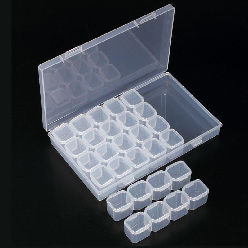 Fashion Plastic 28 Slots Nail Art Tools Jewelry Beads Storage Box Case Organizer