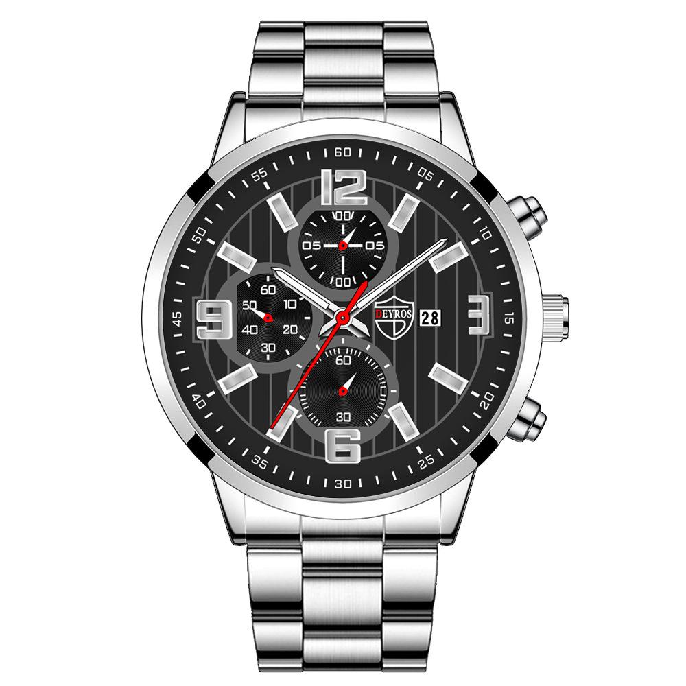 Steel Belt Men'S Watch Trendy Fashion Automatic Calendar Luminous Quartz Watch