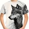 Children's Clothing Boys Tshirt Short Sleeve Cool 3D Wolf Print Kids Summer Clothes Stylish Streetwear Round Neck Girl Clothes