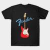 Азиатский размер Мужская черная футболка с принтом Fender Без выреза Печать методом термопереноса Хлопковая футболка