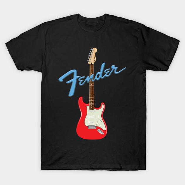 Азиатский размер Мужская черная футболка с принтом Fender Без выреза Печать методом термопереноса Хлопковая футболка