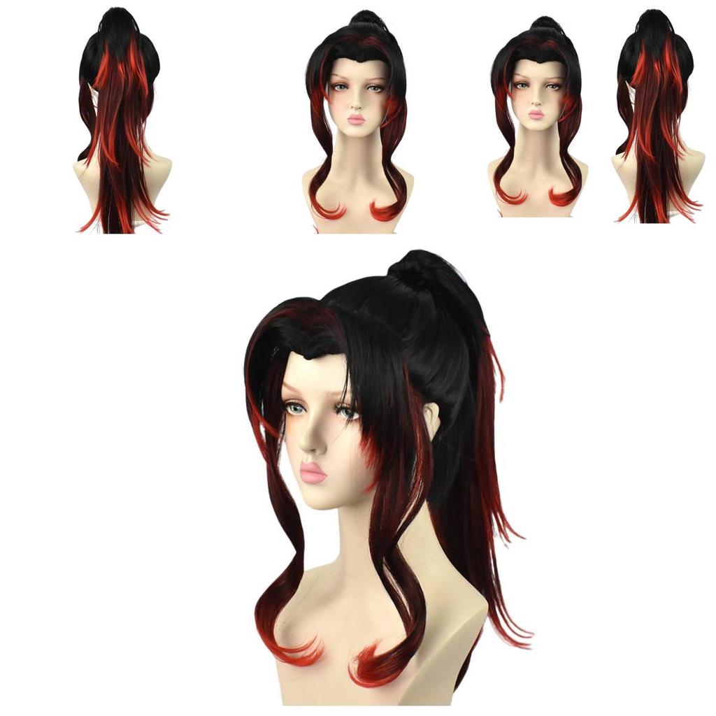 High-temperature Fiber Black Red Gradient Wig Perfect For Anime And Cosplay Fans