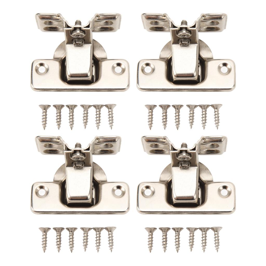 4PCS Cabinet Hinge with 4 Hole Base Cold Rolled Steel Short Arm Cupboard Hinge for Kitchen Bedroom