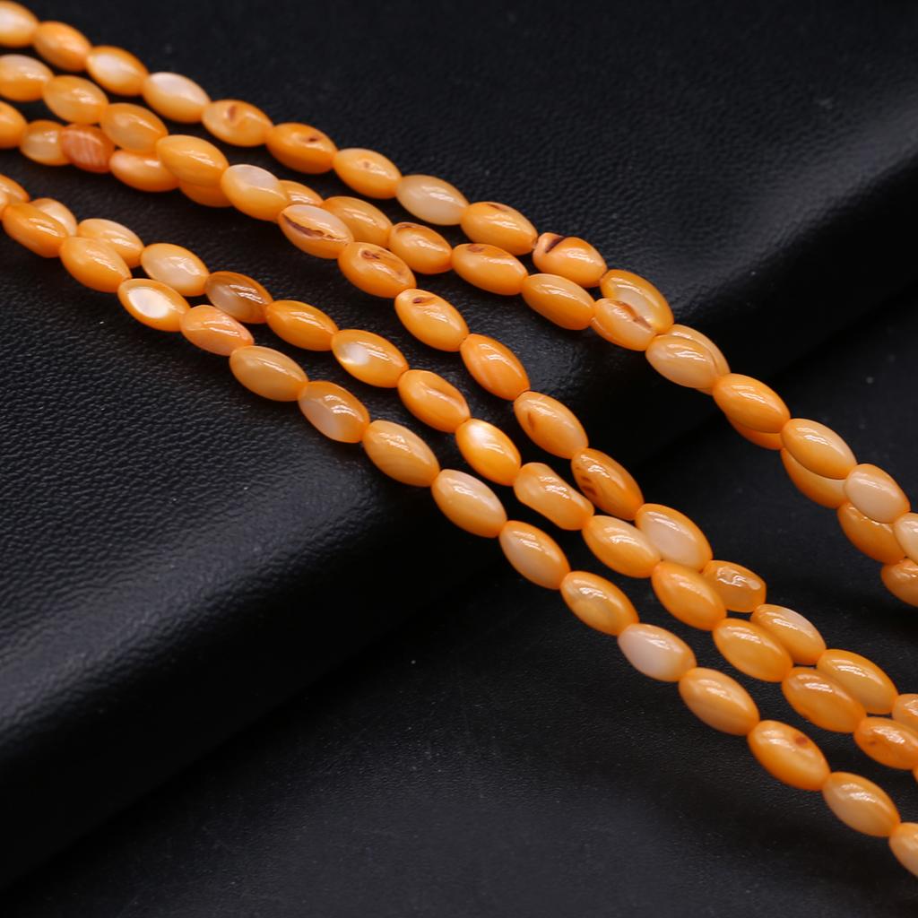 1Strand Natural Freshwater Shell Beads Dyeing Rice Shape Loose Spacer Beads for Jewelry Making DIY Necklace Bracelet Earring Accessories 4x8mm