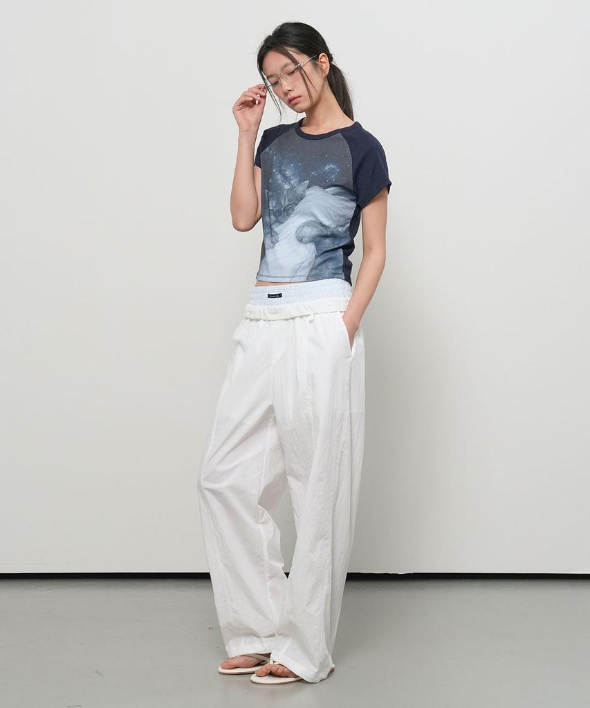 GENERALIDEA Layered Nylon Elastic Waist Pants [White] / Gf2Lpt525