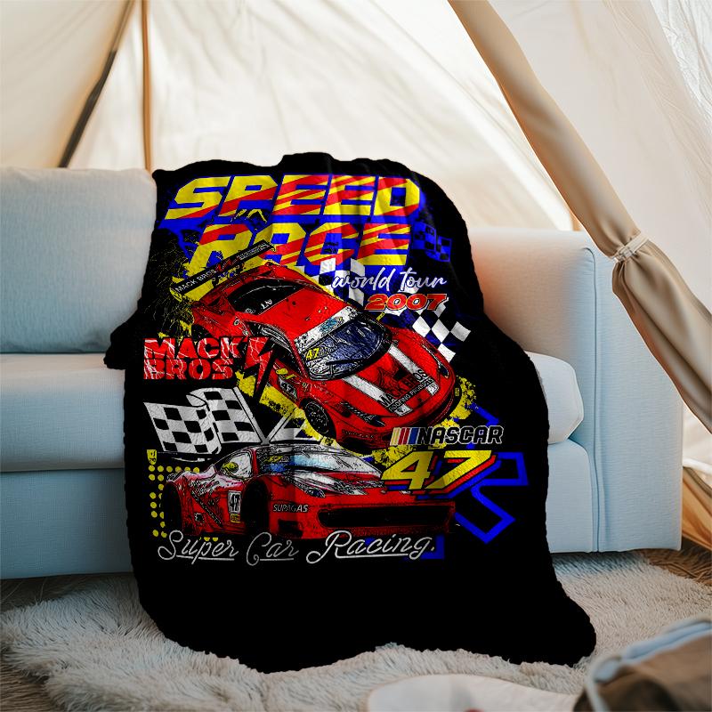 Racing Theme Printed Blanket - Perfect for Couch, Bed, Travel & Outdoor Use | Machine Washable, Cozy & Durable.