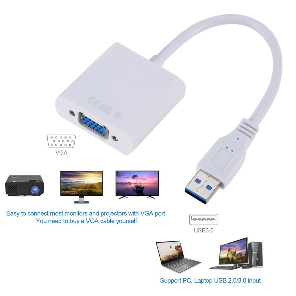 Адаптер USB3.0 к VGA USB к VGA Внешняя видеокарта VGA-конвертер для настольного ноутбука ПК для монитора