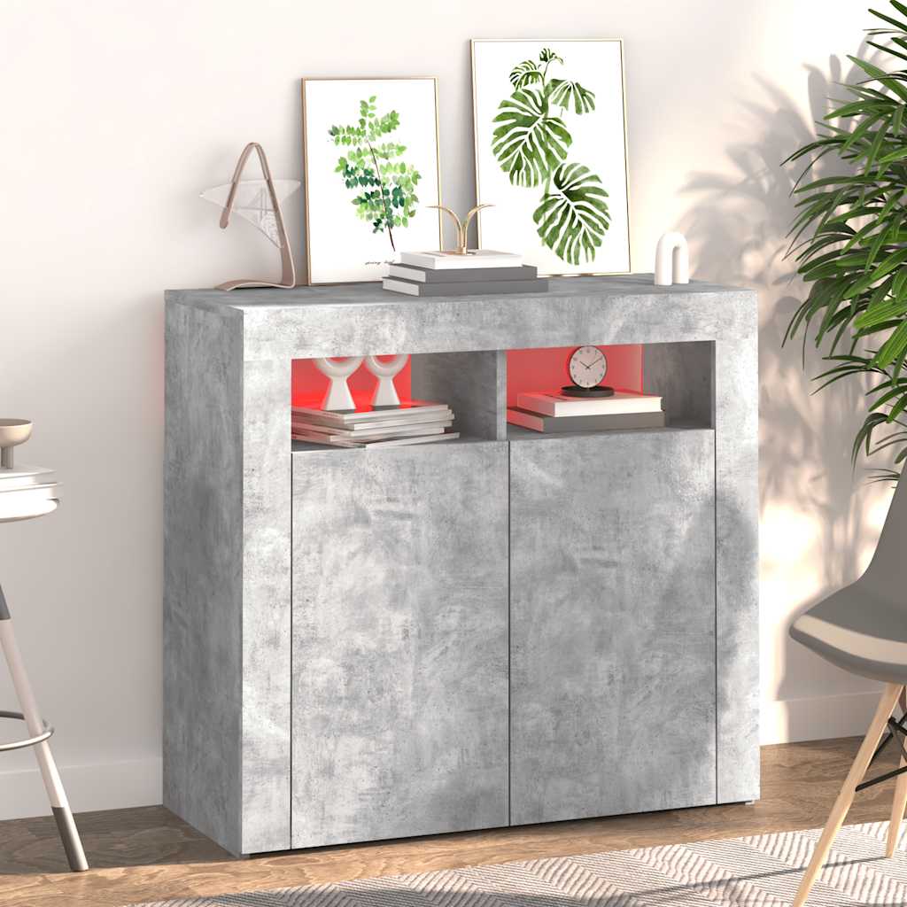 Vidaxl Szafka Z Oświetleniem Led, Szarość Betonu, 80 X 35 X 75 Cm