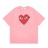 Cotton Short Sleeve T-Shirt With Heart Embroidery Couples Loose Fit Unisex Streetwear Tee