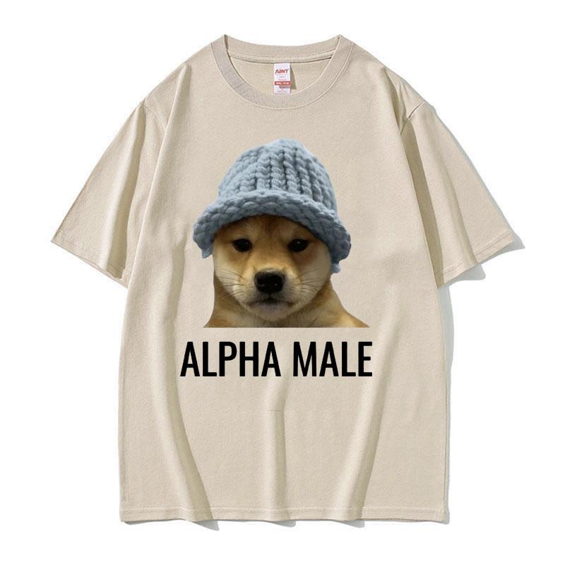 Alpha Male Funny Dog Meme Tshirts for Unisex Women Clothing Retro Fashion T Shirt Casual Oversized Short Sleeve Tshirts Streetwear