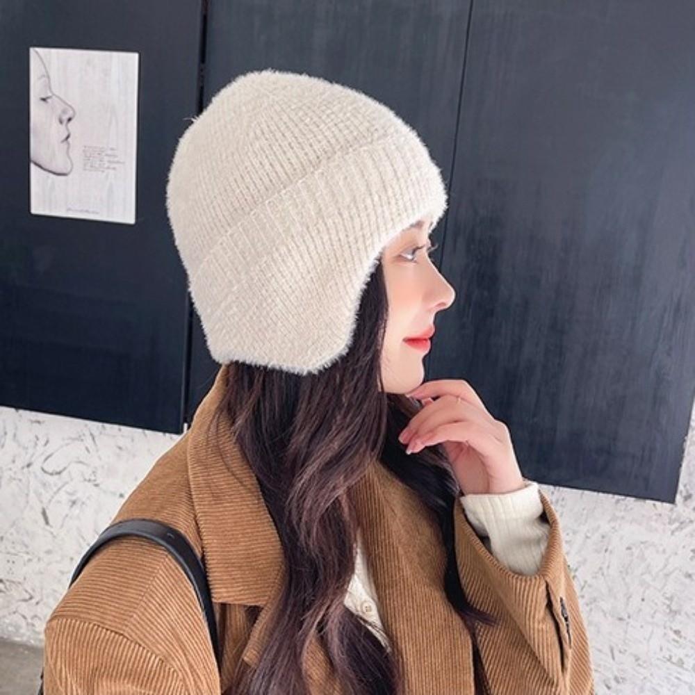 Soft Material Earflap Winter Hat Knitted Beanies Cap Fashion Knit Ski Hat Outdoor Activities