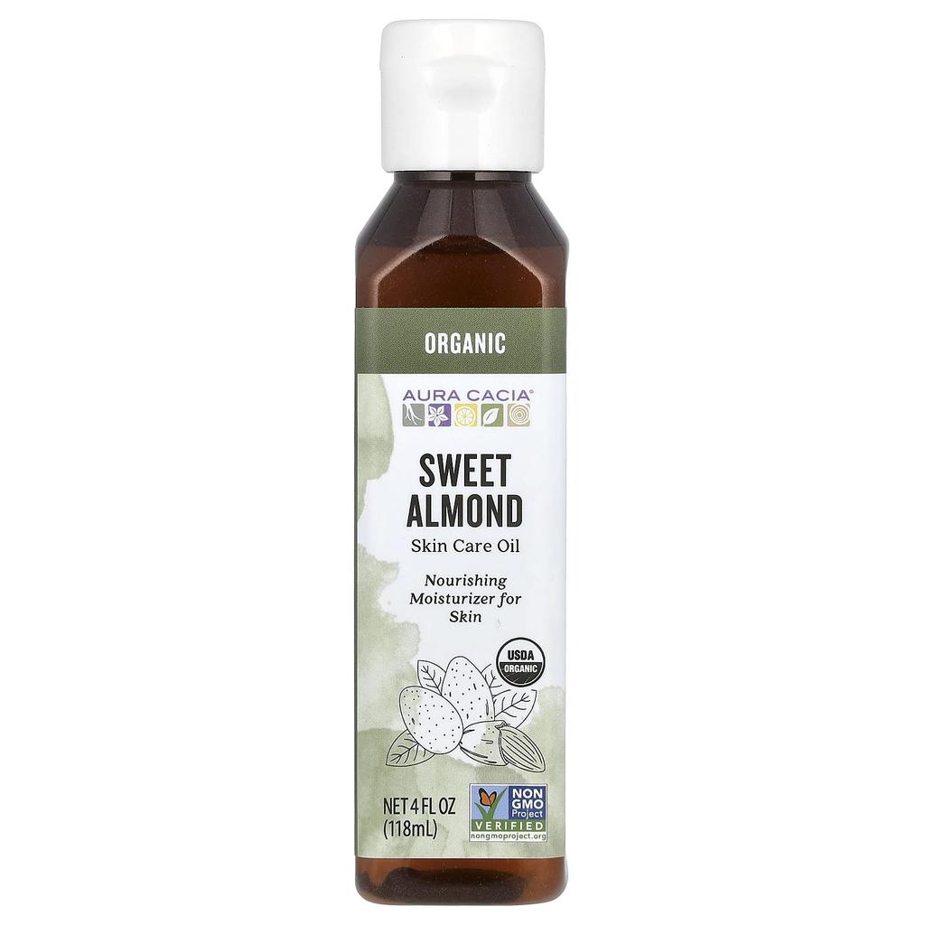 Aura Cacia Organic, Skincare Oil, Sweet Almond, 4 Fl Oz (118 Ml)