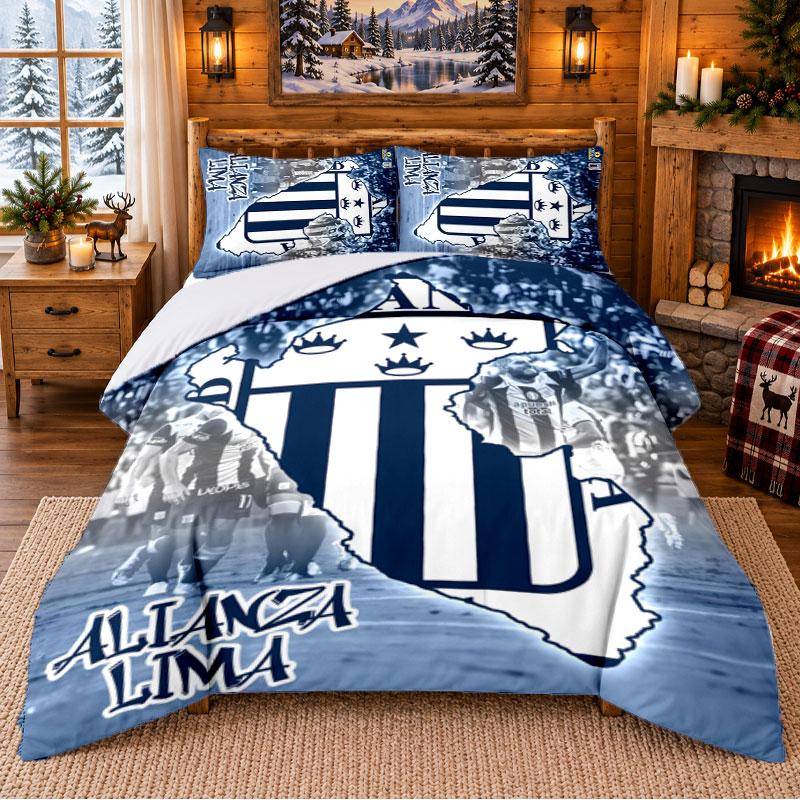Alianza Lima Pattern Bedding 3Pcs Set Bed Sheet And Pillowcases For Indoor Bedroom