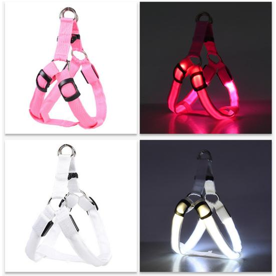 Светодиодная шлейка для питомцев, перезаряжаемая через USB, светящаяся шлейка для собак, 3 режима освещения, регулируемый светящийся в темноте жилет безопасности для ночных прогулок, средние и крупные собаки