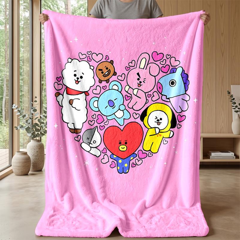 Idol BTSPrinted Flannel Blanket Cozy Skin-Friendly Warm Throw for Couch Bed Indoor Daily Use