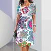 Женские платья лета 2023 года в стиле бохо в стиле ретро с повседневным принтом и цветочным принтом, элегантные и стильные женские вечерние платья с короткими рукавами