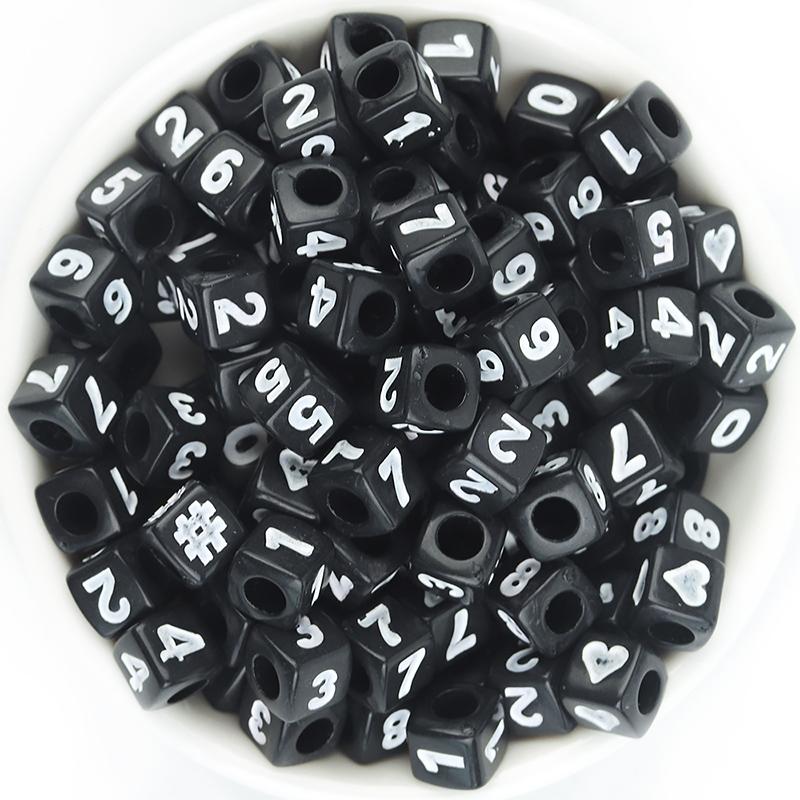 100pcs/lot Mixed Letters A-Z Acrylic Square Beads Numbers Heart Alphabet Loose Beads For DIY HandCraft Charm Bracelet Wholesale
